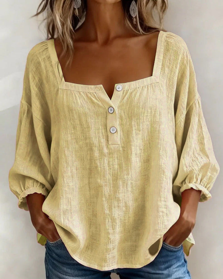 Blouse Square Neck Long Sleeve