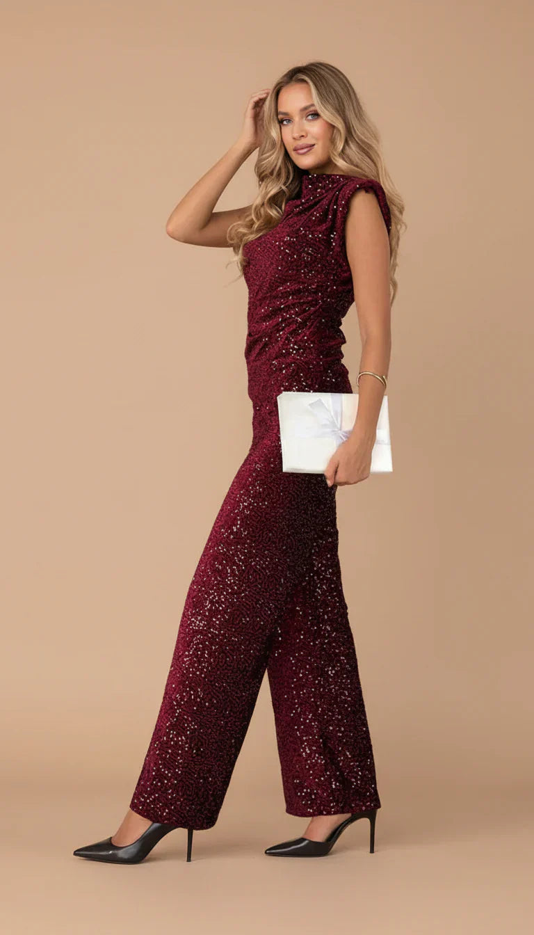 Ralyne™ | Sleeveless Tailored Sequin Jumpsuit