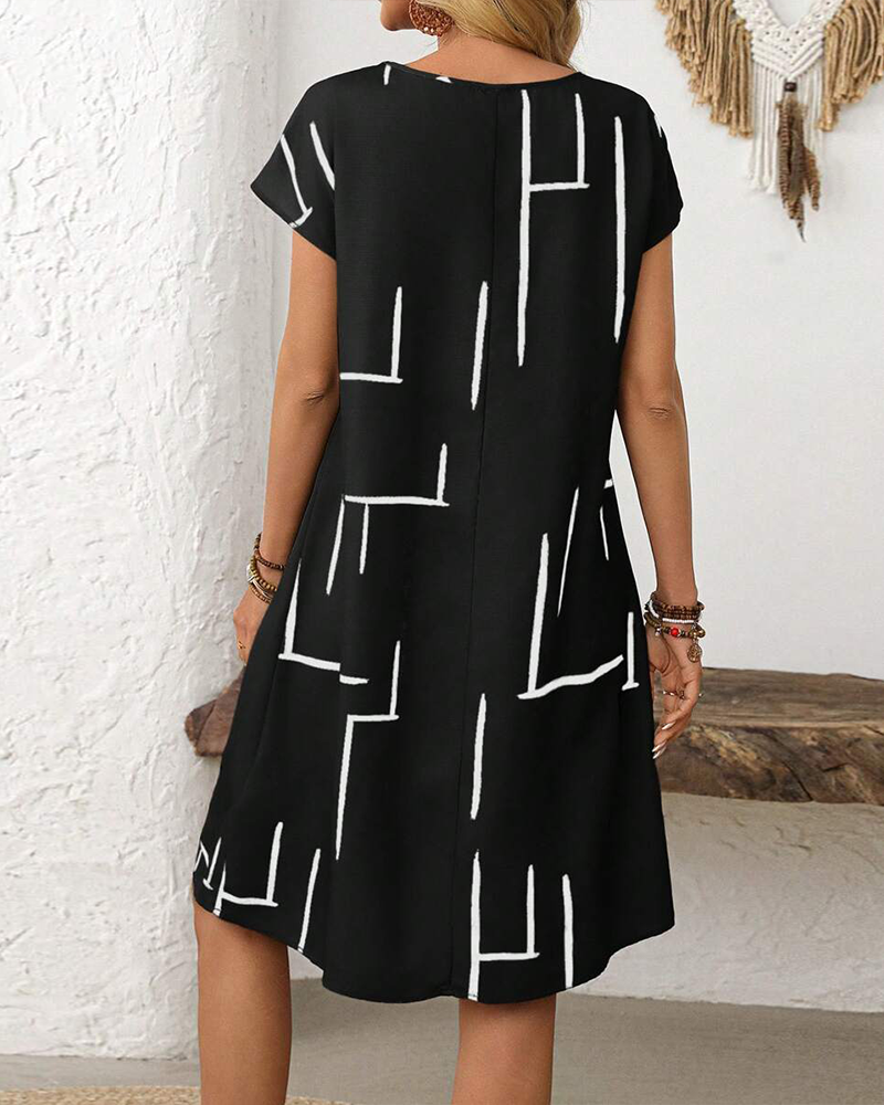 Casual Summer Printed Round Neck Dress for Women