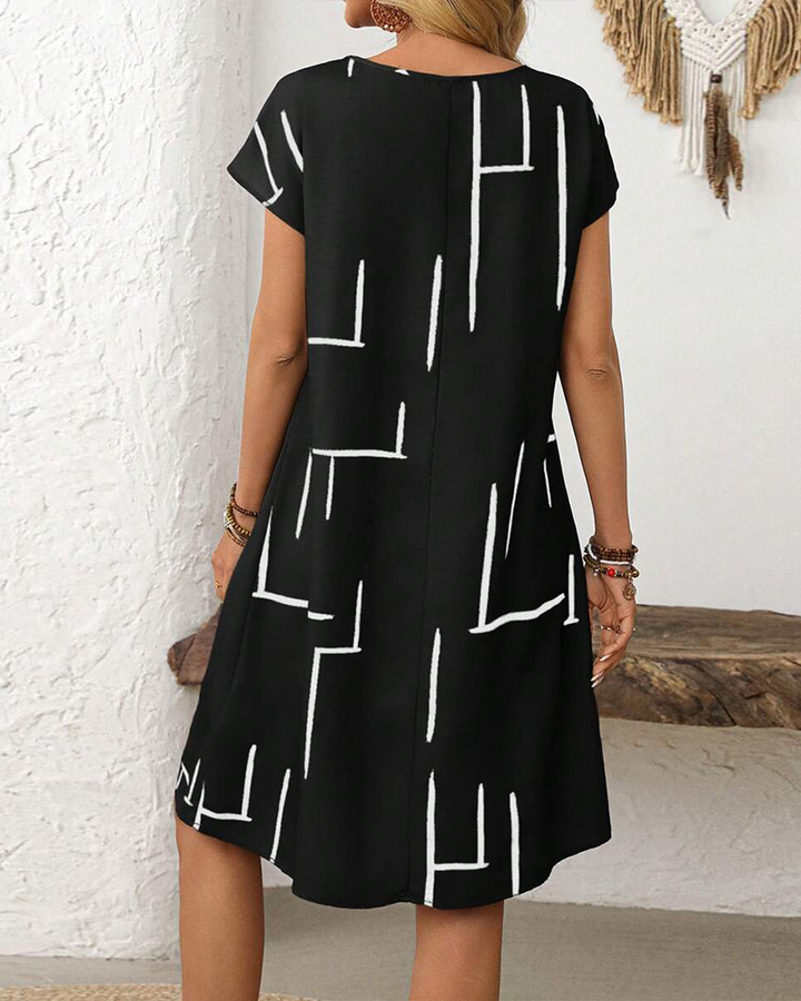 Casual Summer Printed Round Neck Dress for Women