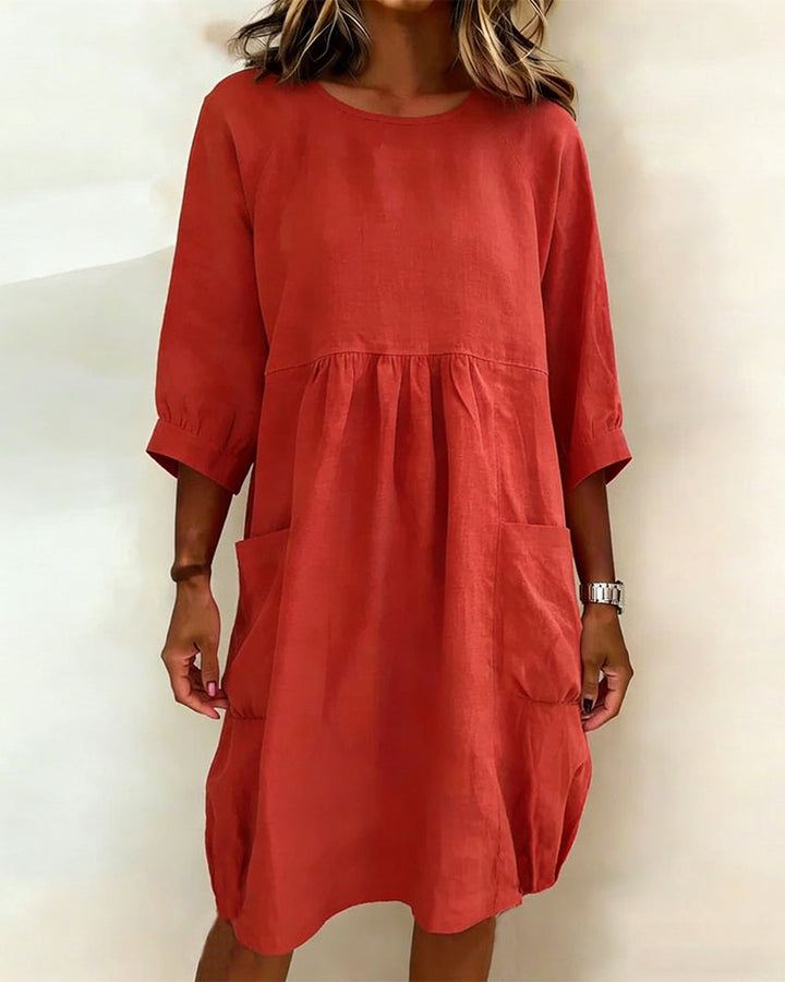 Dress Three Quarter Sleeve Loose