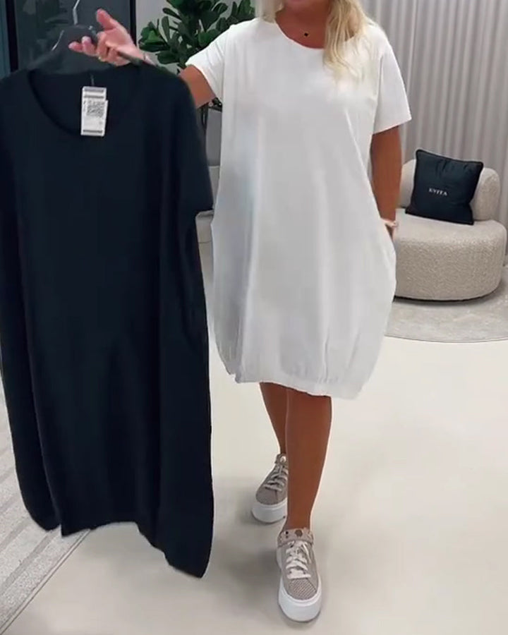 Dress Short Sleeve Round Neck Loose Fit