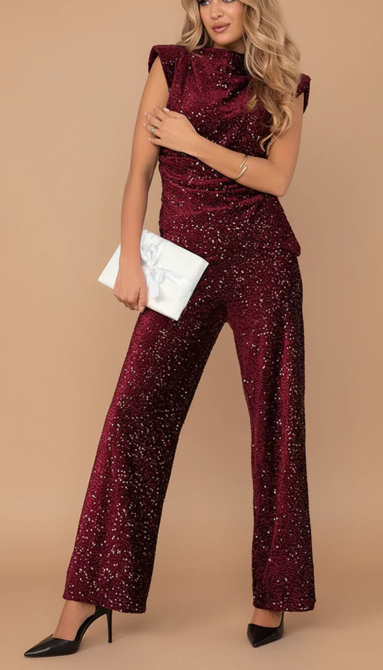 Ralyne™ | Sleeveless Tailored Sequin Jumpsuit