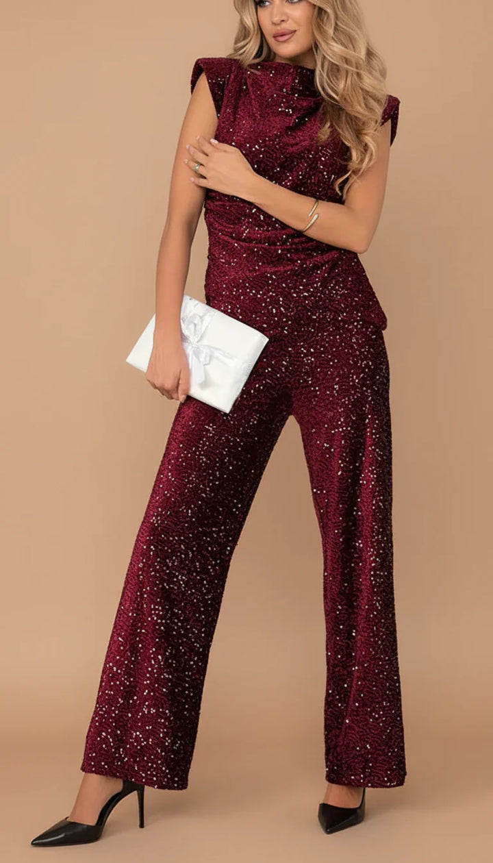 Ralyne™ | Sleeveless Tailored Sequin Jumpsuit