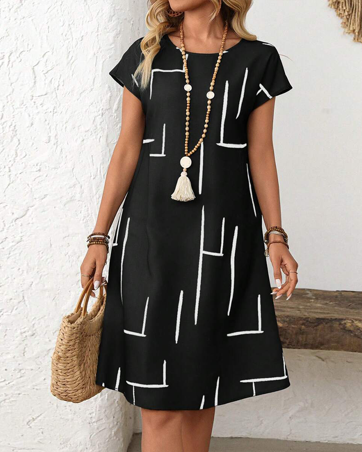Casual Summer Printed Round Neck Dress for Women