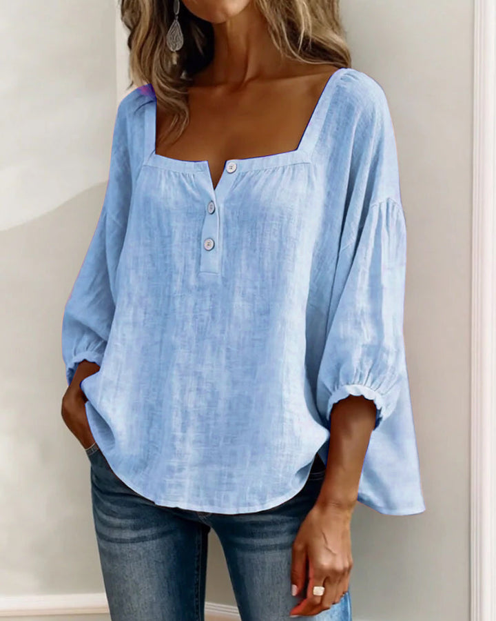 Blouse Square Neck Long Sleeve
