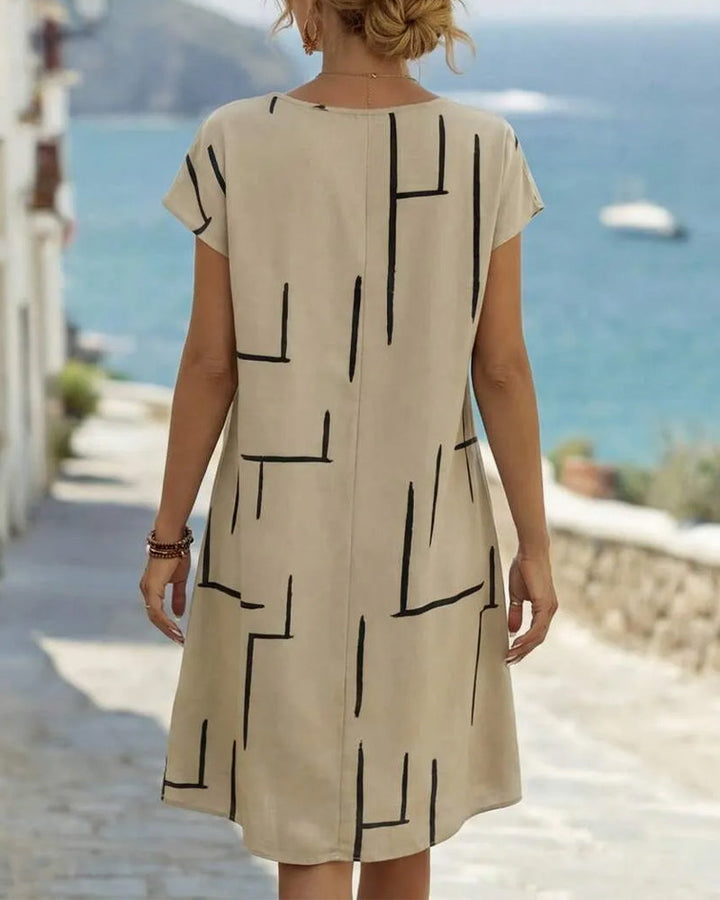 Casual Summer Printed Round Neck Dress for Women