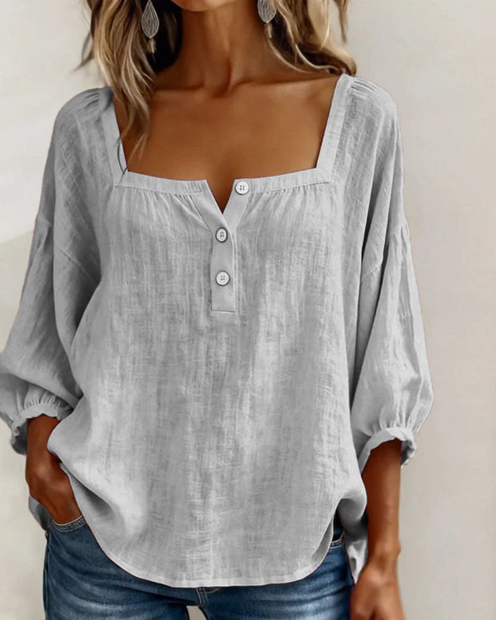 Blouse Square Neck Long Sleeve