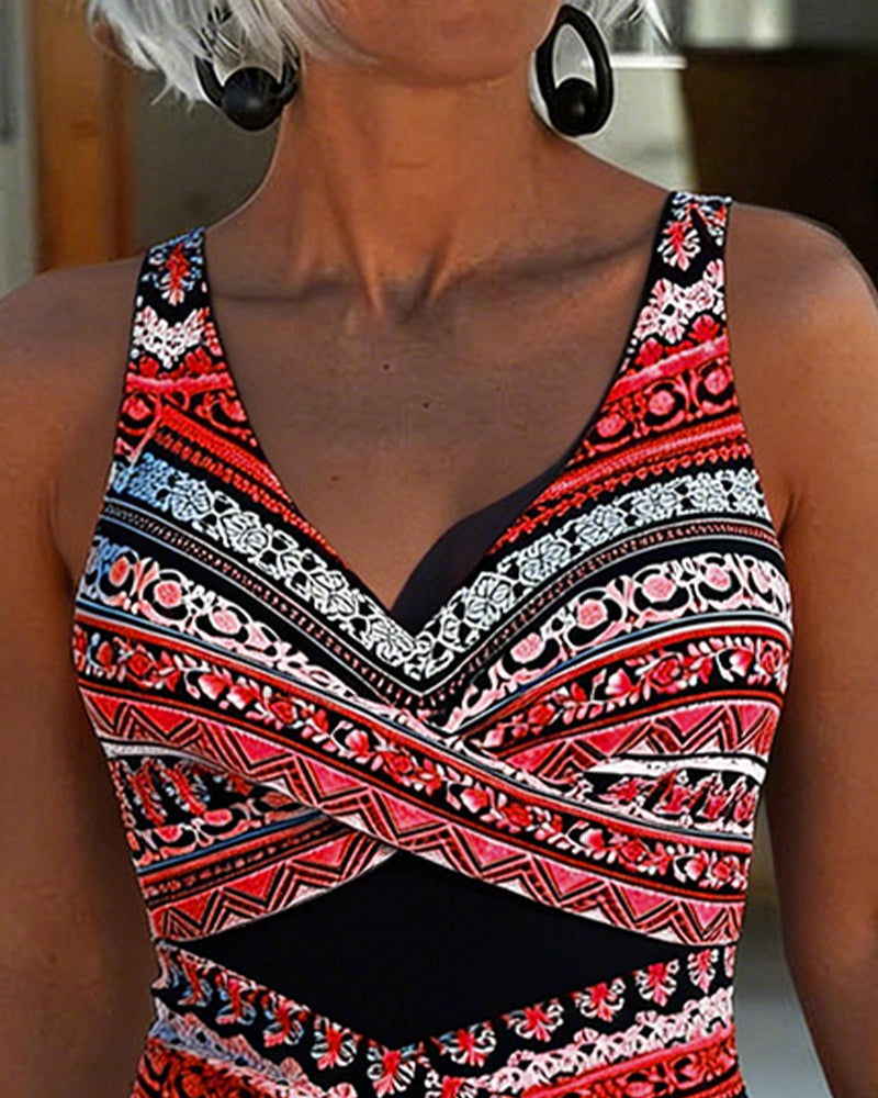 One-Piece Printed Tankini