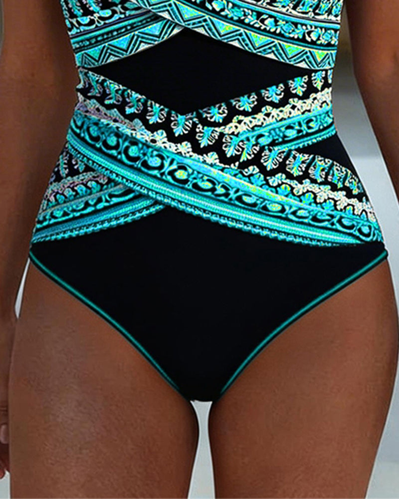 One-Piece Printed Tankini