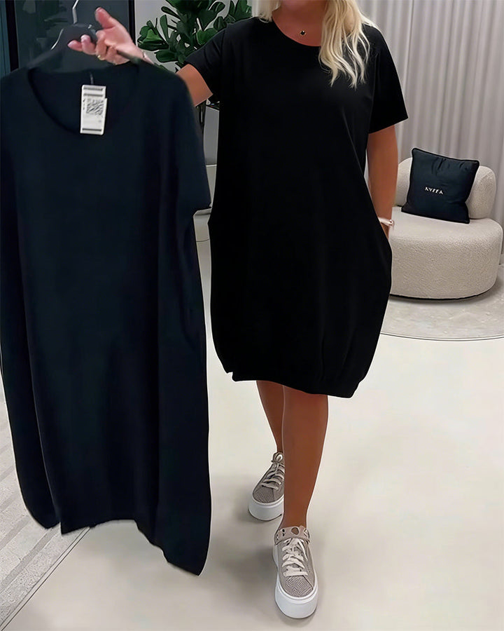 Dress Short Sleeve Round Neck Loose Fit