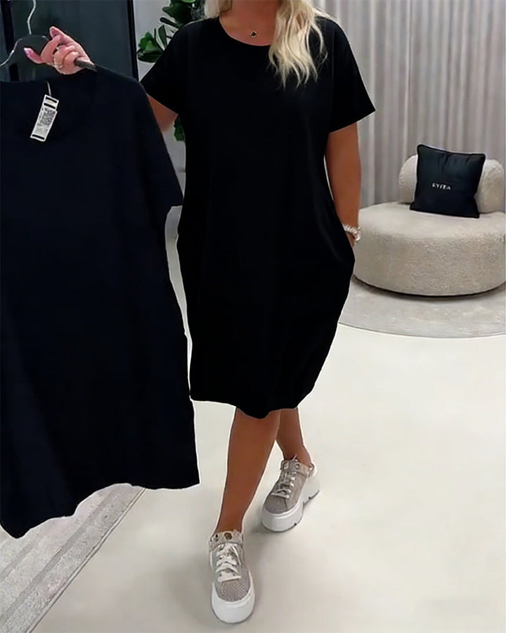 Dress Short Sleeve Round Neck Loose Fit