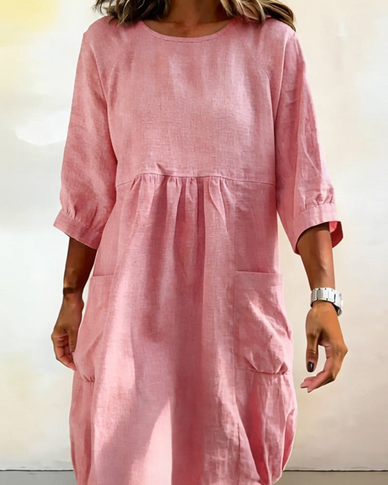 Dress Three Quarter Sleeve Loose