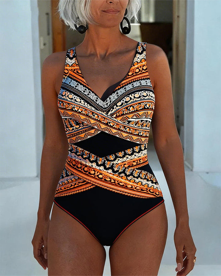 One-Piece Printed Tankini