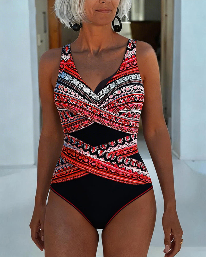 One-Piece Printed Tankini