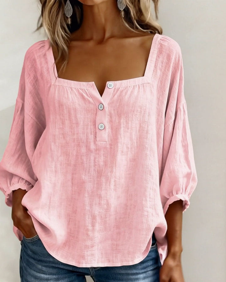 Blouse Square Neck Long Sleeve