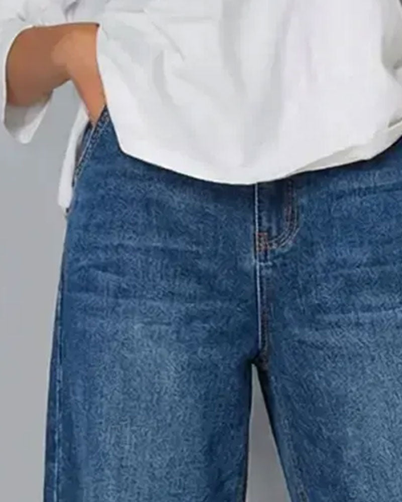 Casual Denim Patchwork Pants