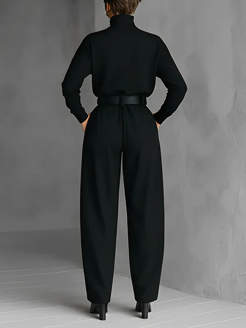 Evarisse™ | High Neck Belted Wide Leg Jumpsuit