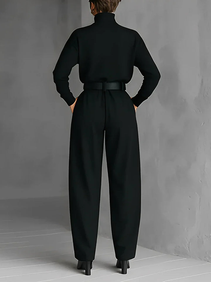 Evarisse™ | High Neck Belted Wide Leg Jumpsuit