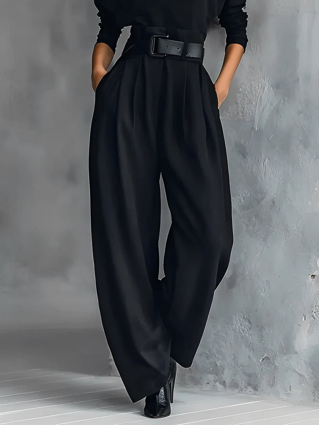 Evarisse™ | High Neck Belted Wide Leg Jumpsuit