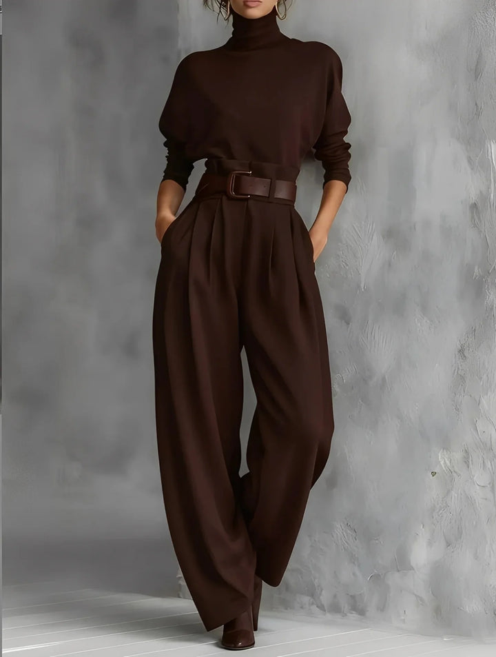 Evarisse™ | High Neck Belted Wide Leg Jumpsuit