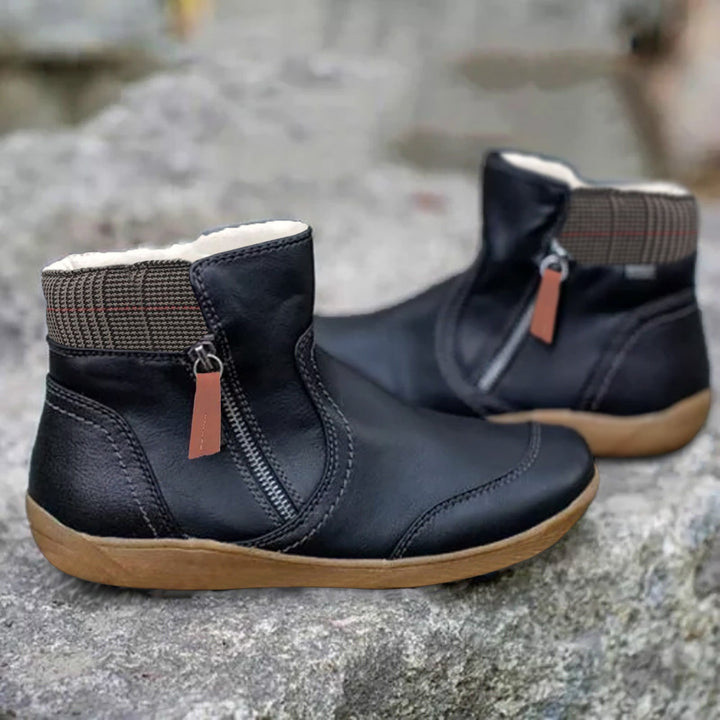 Penelope | Women’s Zip-Up Ankle Boots with Leather Finish