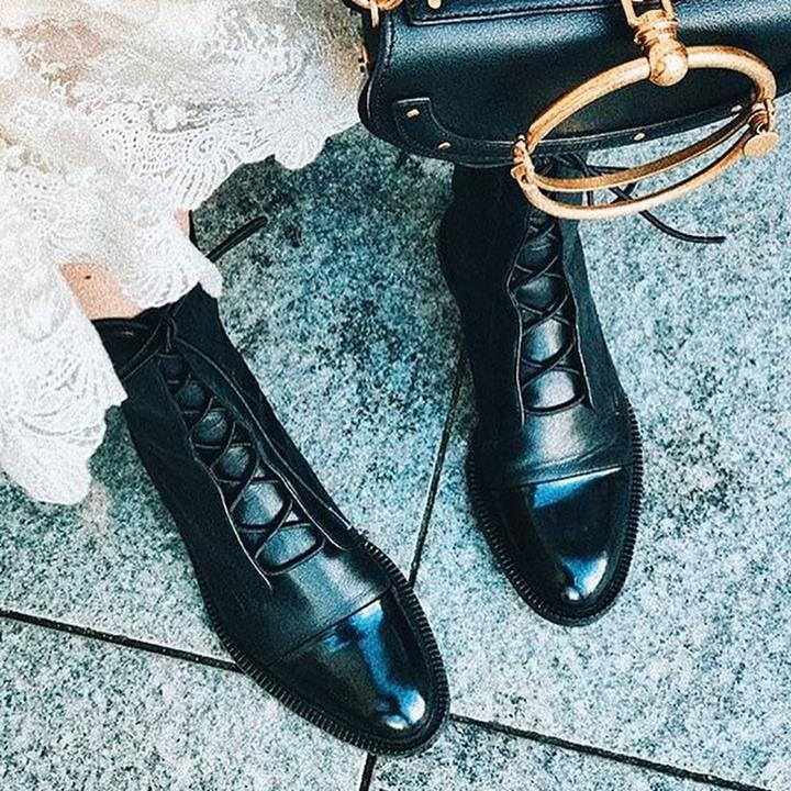Mireille - Women's British Style Patent Leather Boots