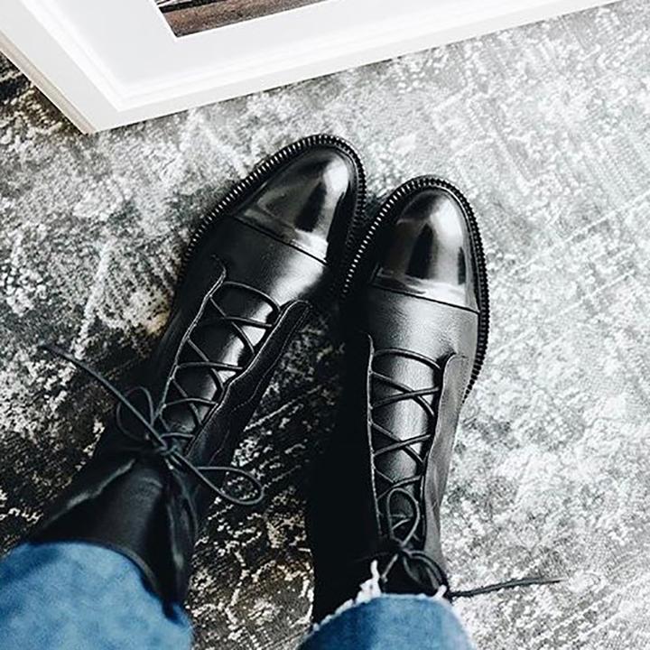 Mireille - Women's British Style Patent Leather Boots