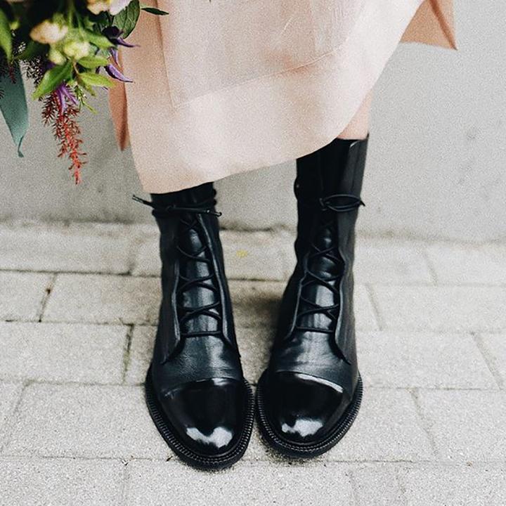 Mireille - Women's British Style Patent Leather Boots