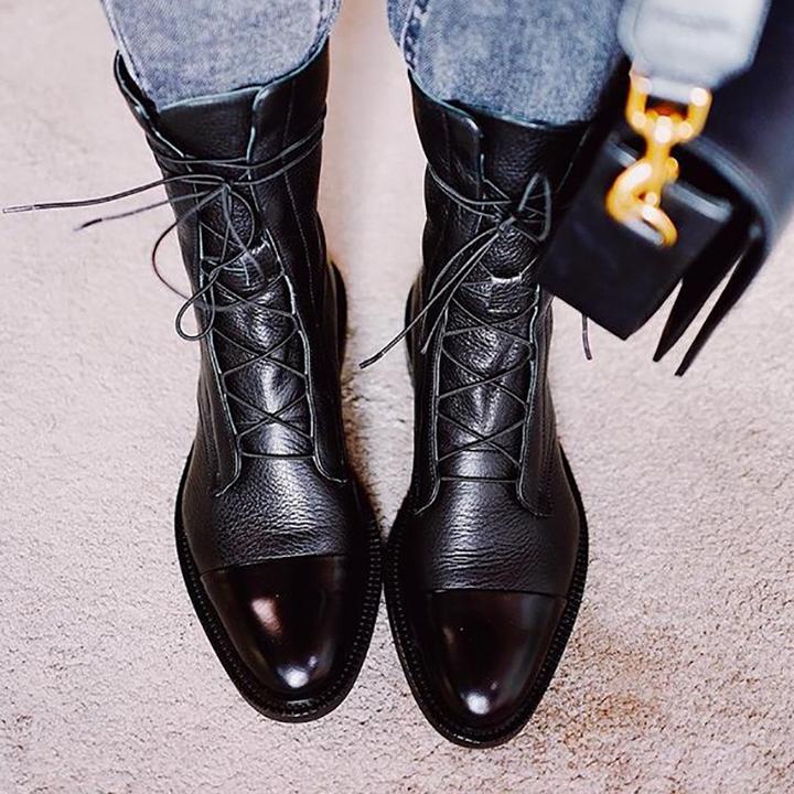 Mireille - Women's British Style Patent Leather Boots