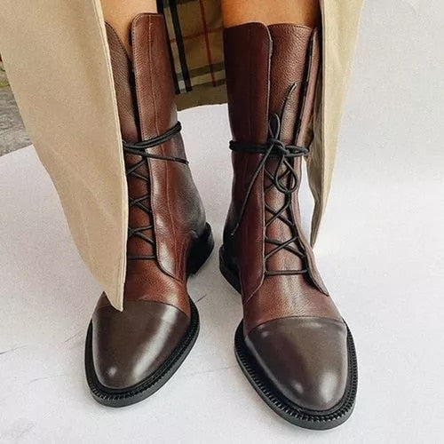 Mireille - Women's British Style Patent Leather Boots