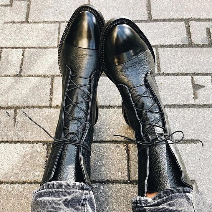 Mireille - Women's British Style Patent Leather Boots