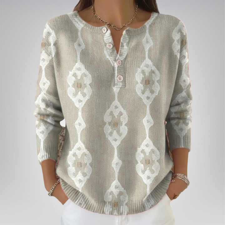 Keira - Vintage Abstract Buttoned Sweater