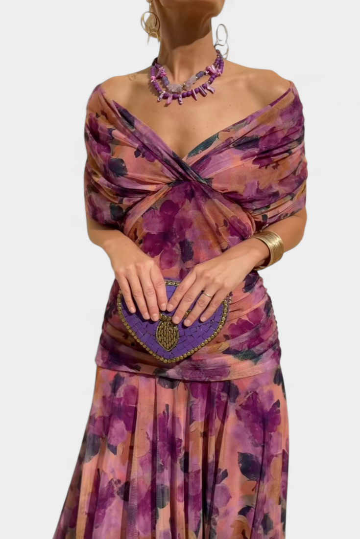 Alondra™ Long Floral Dress with V-Neck