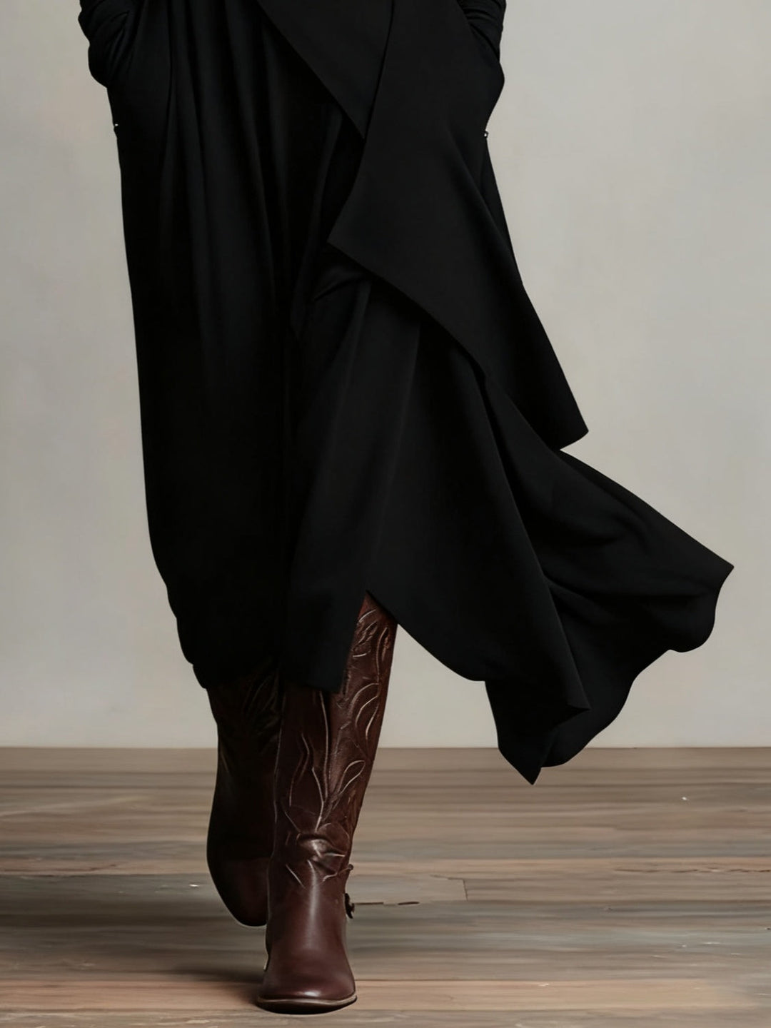 Purple High-neck Asymmetrical Pleated Maxi Dress