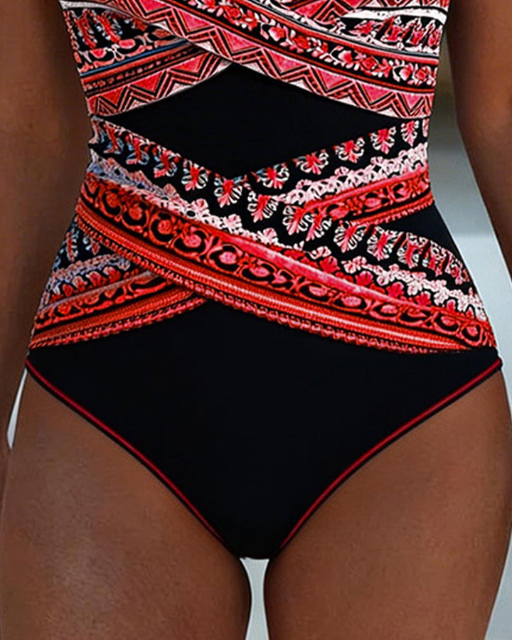 One-Piece Printed Tankini