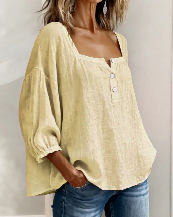 Blouse Square Neck Long Sleeve