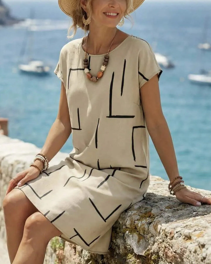 Casual Summer Printed Round Neck Dress for Women
