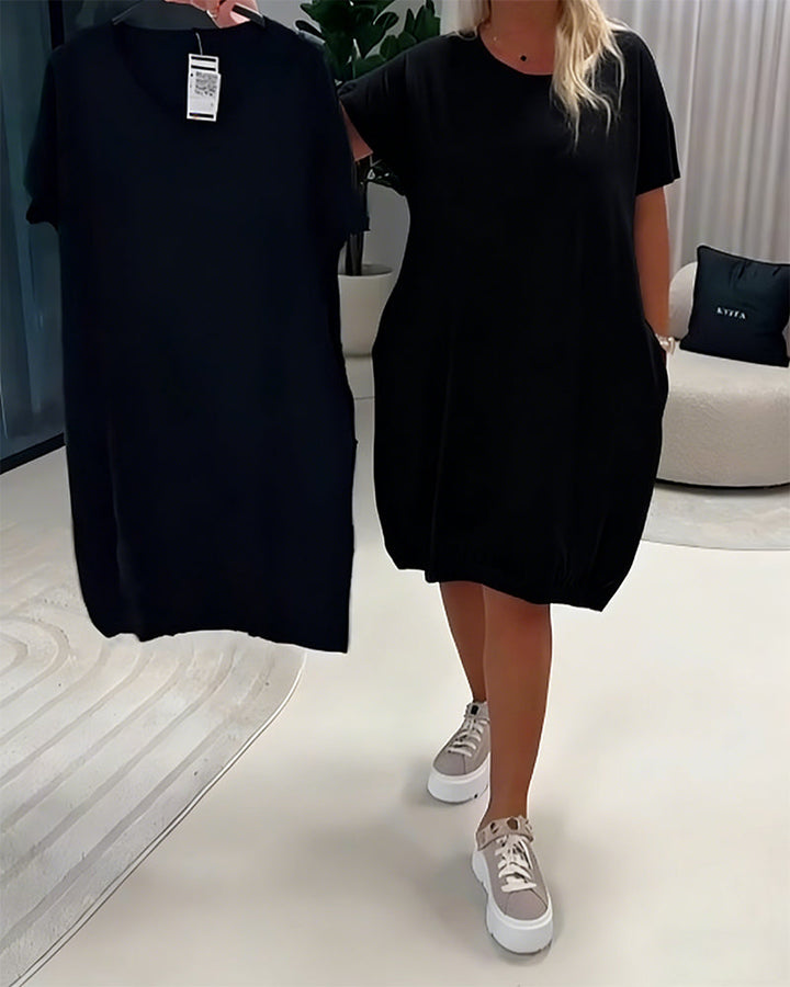 Dress Short Sleeve Round Neck Loose Fit
