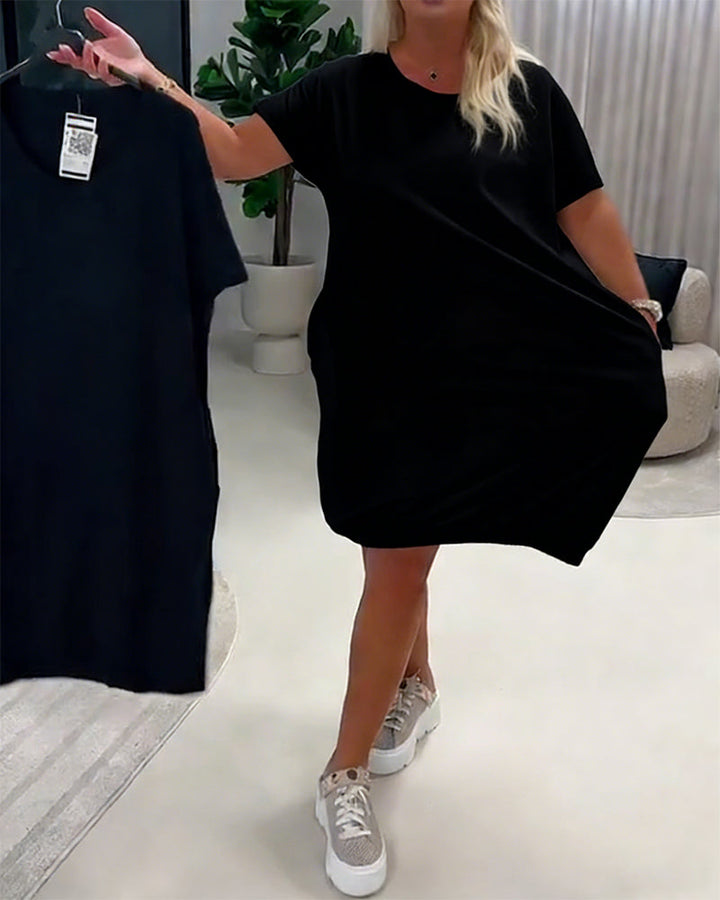 Dress Short Sleeve Round Neck Loose Fit