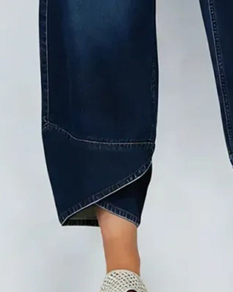 Casual Denim Patchwork Pants