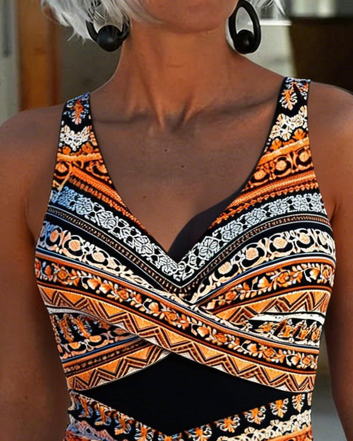 One-Piece Printed Tankini