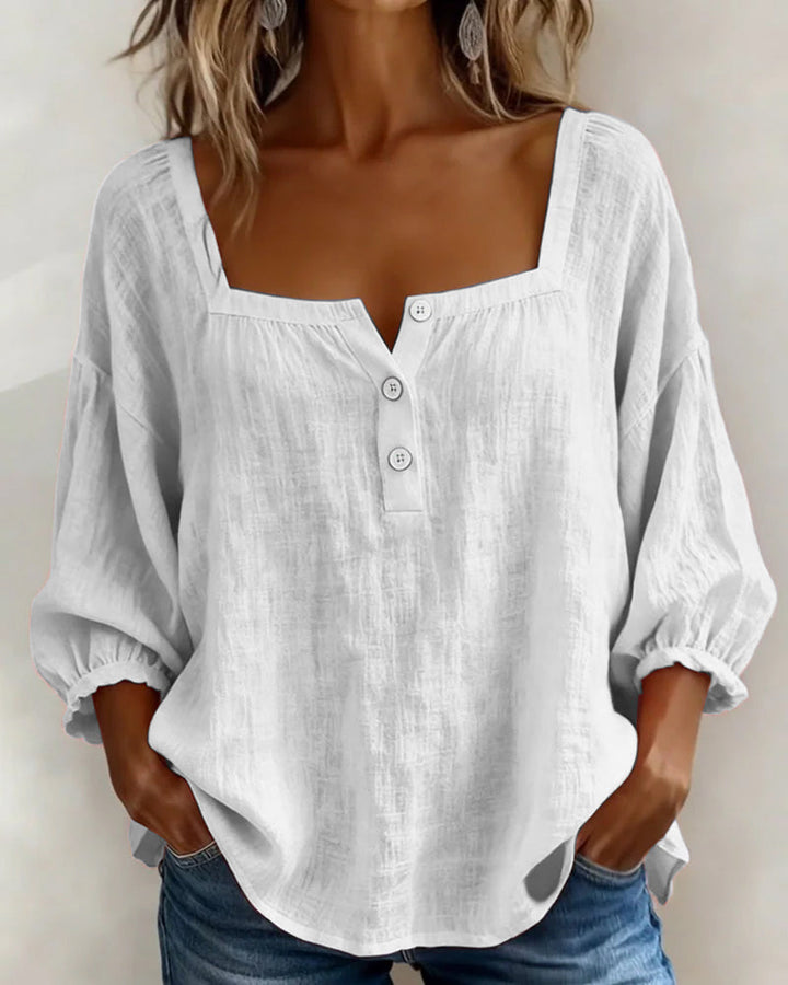 Blouse Square Neck Long Sleeve