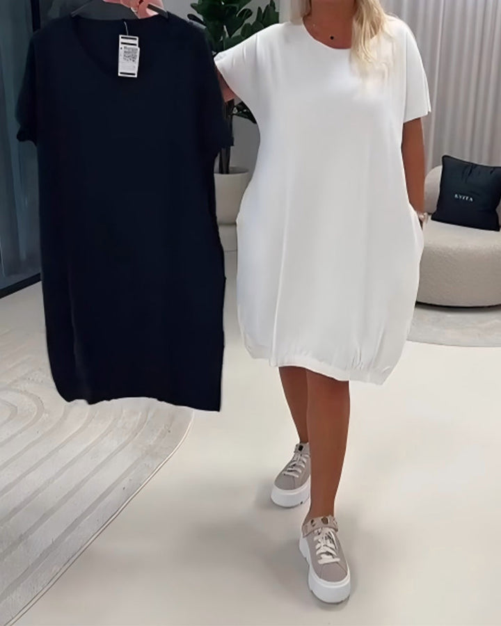 Dress Short Sleeve Round Neck Loose Fit