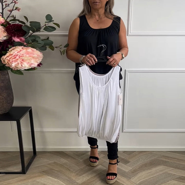 Top Without Sleeves Solid Color Pleated