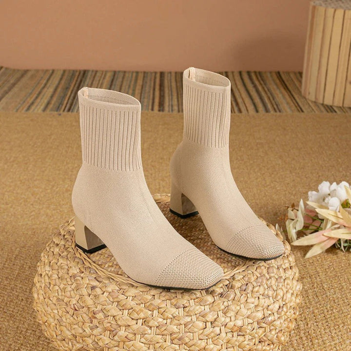 Alana | Women’s Winter Ribbed Knit Ankle Boots
